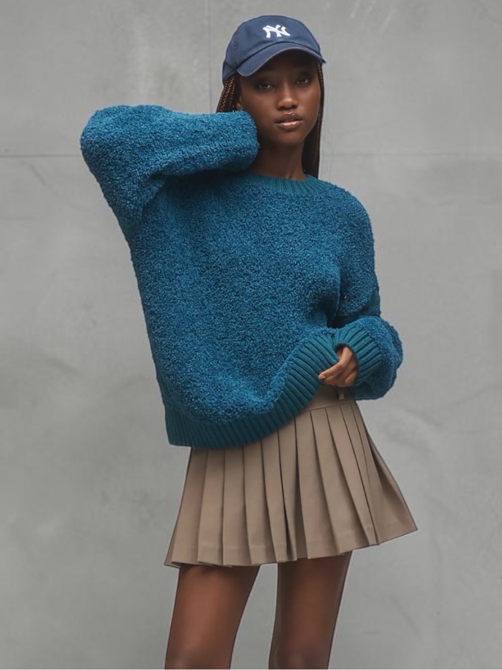 Anthropologie Pilcro Shaggy Crew-Neck Sweater in Teal | SMALL NWT
